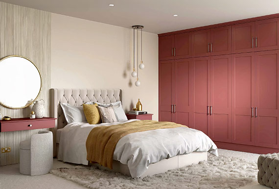 Image of a Lined Shaker Allerford Bedroom in Matt Tuscan Red