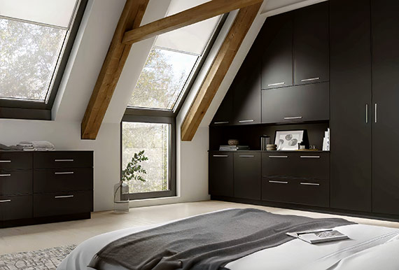 Image of a Mock Inframe Vilo Bedroom in Matt Black