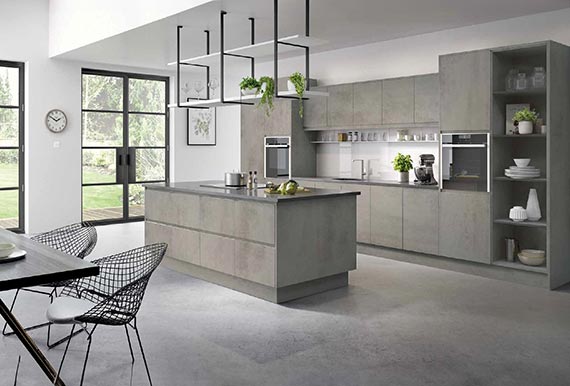Image of the Handleless Kassel Kitchen in Light Concrete