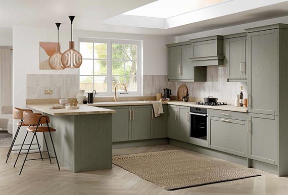 Image of the Lined Shaker Basel Kitchen in Legno Reed