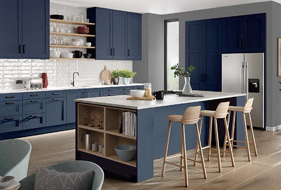 Image of the Lined Shaker Basel Kitchen in Matt Indigo