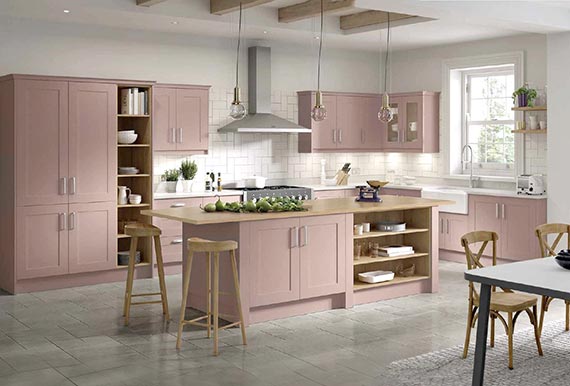 Image of the Plain Shaker Taunton Kitchen in Matt Antique Rose