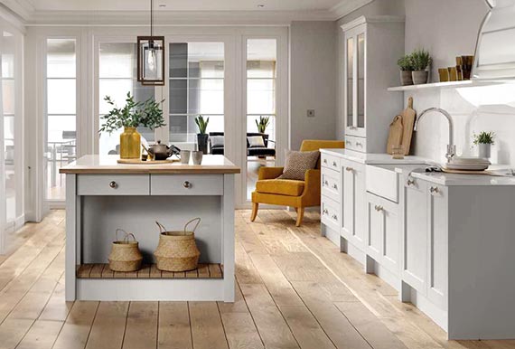 Image of the Bastille Kitchen in Legno White Grey