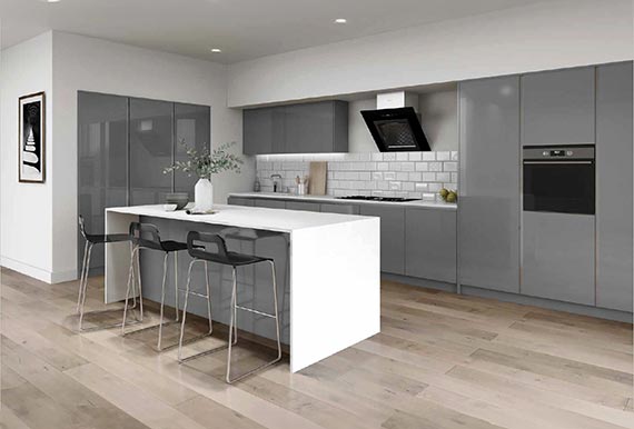 Image of the Edged Phoenix Kitchen in Gloss Dust Grey