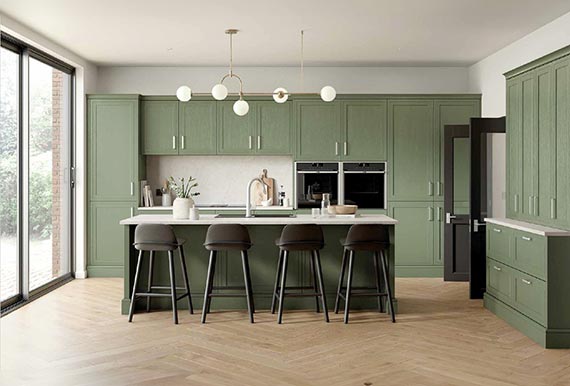 Image of the Painted Campbell Kitchen in Moss Green