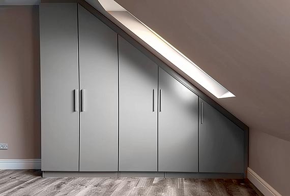 Image of Light Grey angled Wardrobe units