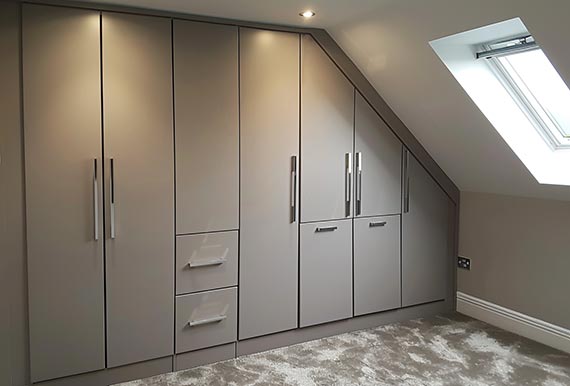 Image of a Dust Grey Built-in Angled Wardrobes