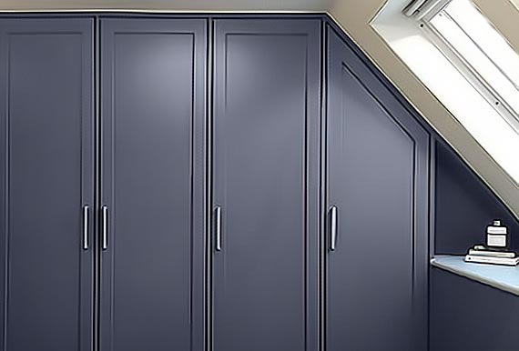 Image of a Matt Indigo coloured Angled Wardrobe